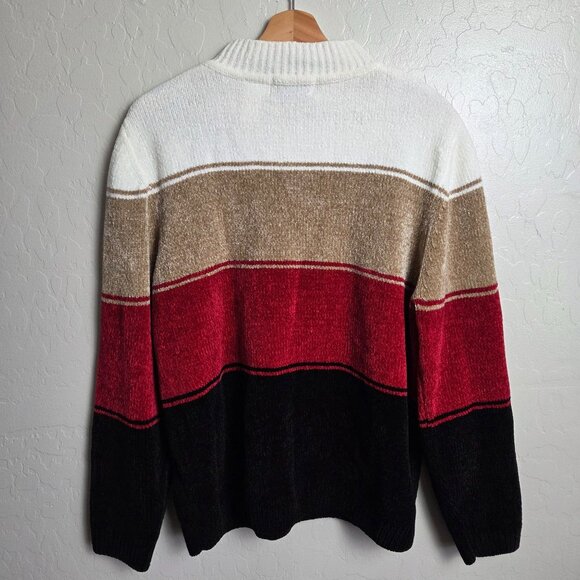 Alfred Dunner Chenille Knitted Floral 1/4 Zip Sweater XL Christmas Holiday Multi - Picture 10 of 11